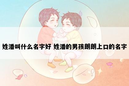 姓潘叫什么名字好 姓潘的男孩朗朗上口的名字